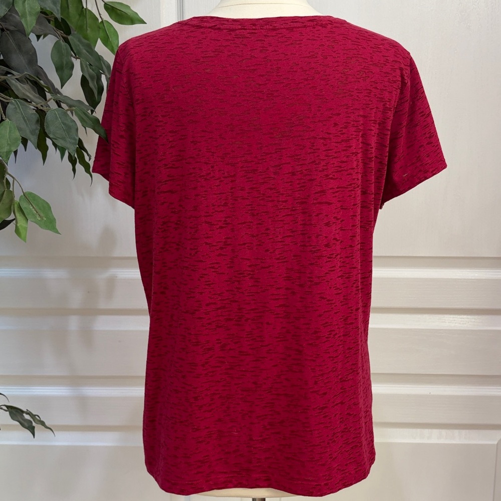 👚St John’s Bay Floral Embellished Short-Sleeve Top ~ Red - Picture 3 of 5